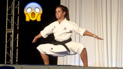 Cette karatéka un peu trop intense hurle comme jamais lors de son kata, magique !