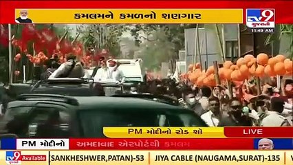 PM Modi's roadshow to reach Koba circle shortly, Ahmedabad _ Tv9GujaratiNews