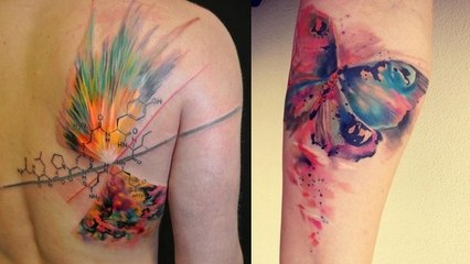 Il réalise de magnifiques tatouages dans un style d'aquarelle