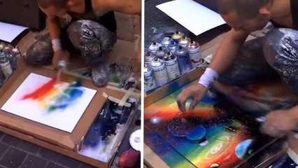 Avec des bombes de peinture, il réalise une oeuvre exceptionnelle