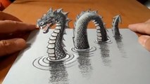 Ce monstre du Loch Ness avec un effet 3D est saisissant