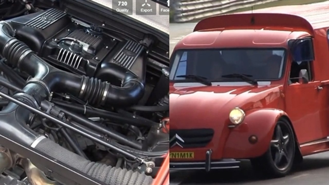Une 2CV Nimik équipée d'un moteur V8 de Ferrari F355