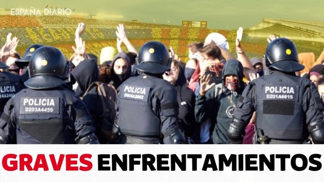 Graves incidentes en el Camp Nou entre Mossos d'Esquadra y aficionados del FC Barcelona