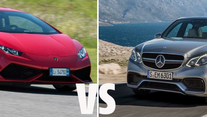 Une Lamborghini Huracan et une Mercedes AMG s'affrontent en ligne droite