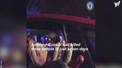 Moment triple killer who raped and killed pregnant woman is arrested while sleeping in stolen car