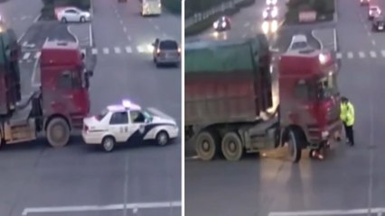 Un chauffeur de poids lourd tente d'échapper à la police