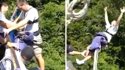Ses potes lui ont fait une blague excellente avant de sauter à l'élastique