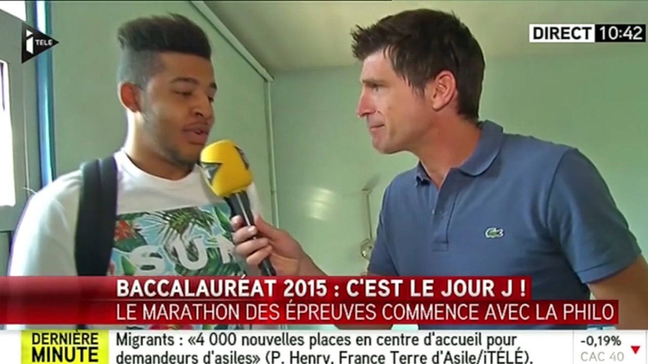 Bac 2015 : un journaliste se moque d'un élève après la sortie d'une épreuve