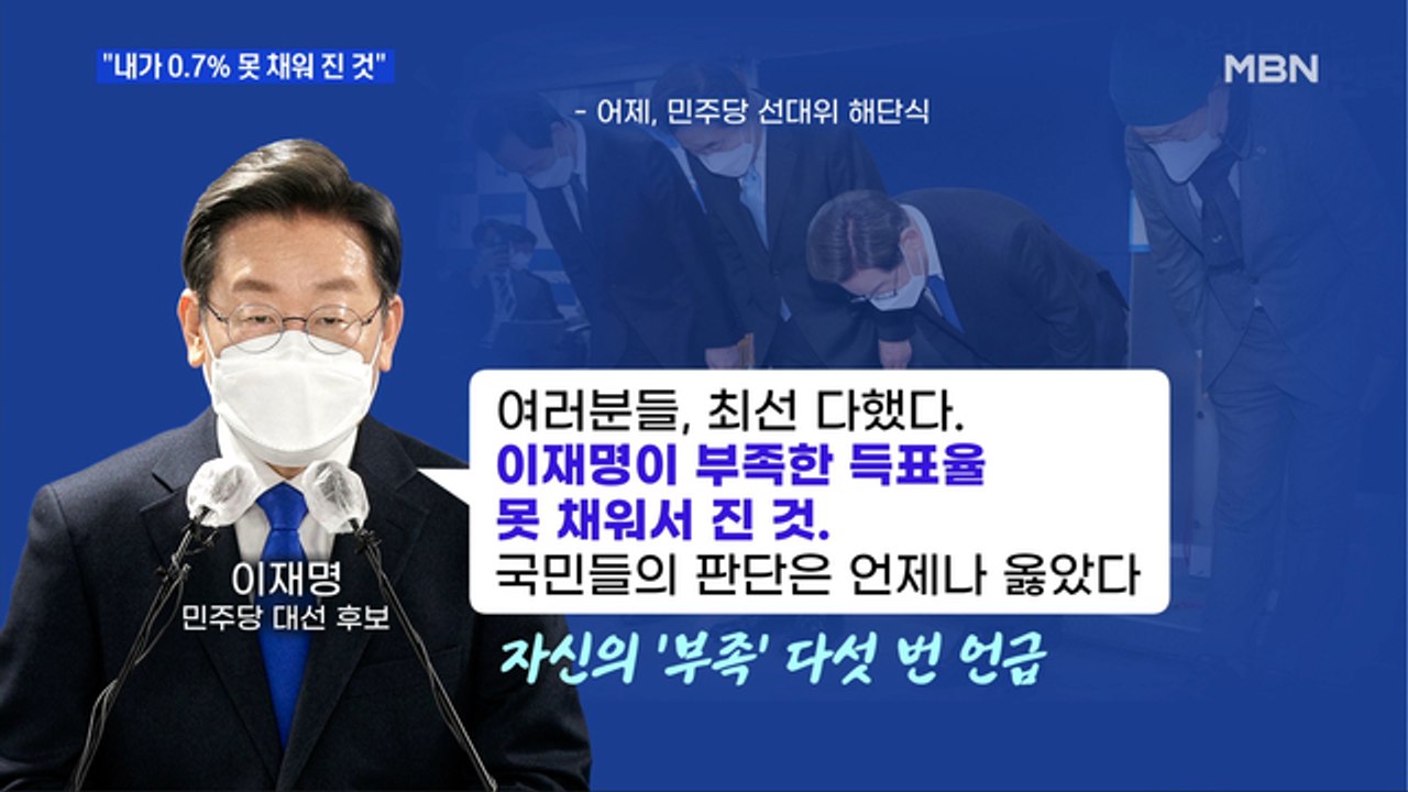 MBN 뉴스파이터-이재명 "내가 0.7% 못 채워 진 것"…민주당 비대위 체제 전환