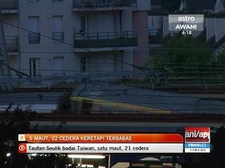 6 maut, 22 cedera keretapi terbabas