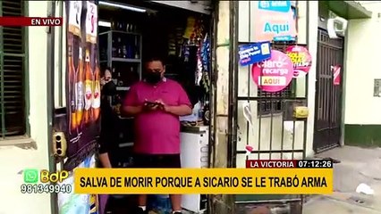 La Victoria: Hombre salva de morir porque a sicario se le trabó arma