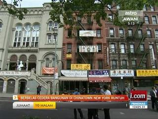 Berbelas cedera bangunan runtuh di Chinatown New York