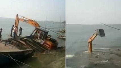 Voici ce qui arrive quand on essaie de charger une pelleteuse sur un bateau