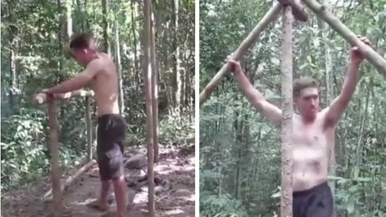 Cet homme construit un abri élaboré en un rien de temps