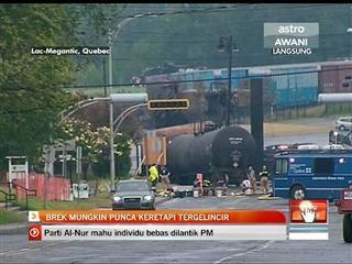 Brek mungkin punca keretapi tergelincir