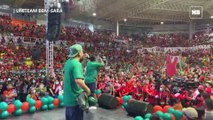 Rapper Andrew E. wows supporters of UniTeam as he performs during BBM-Sara grand rally