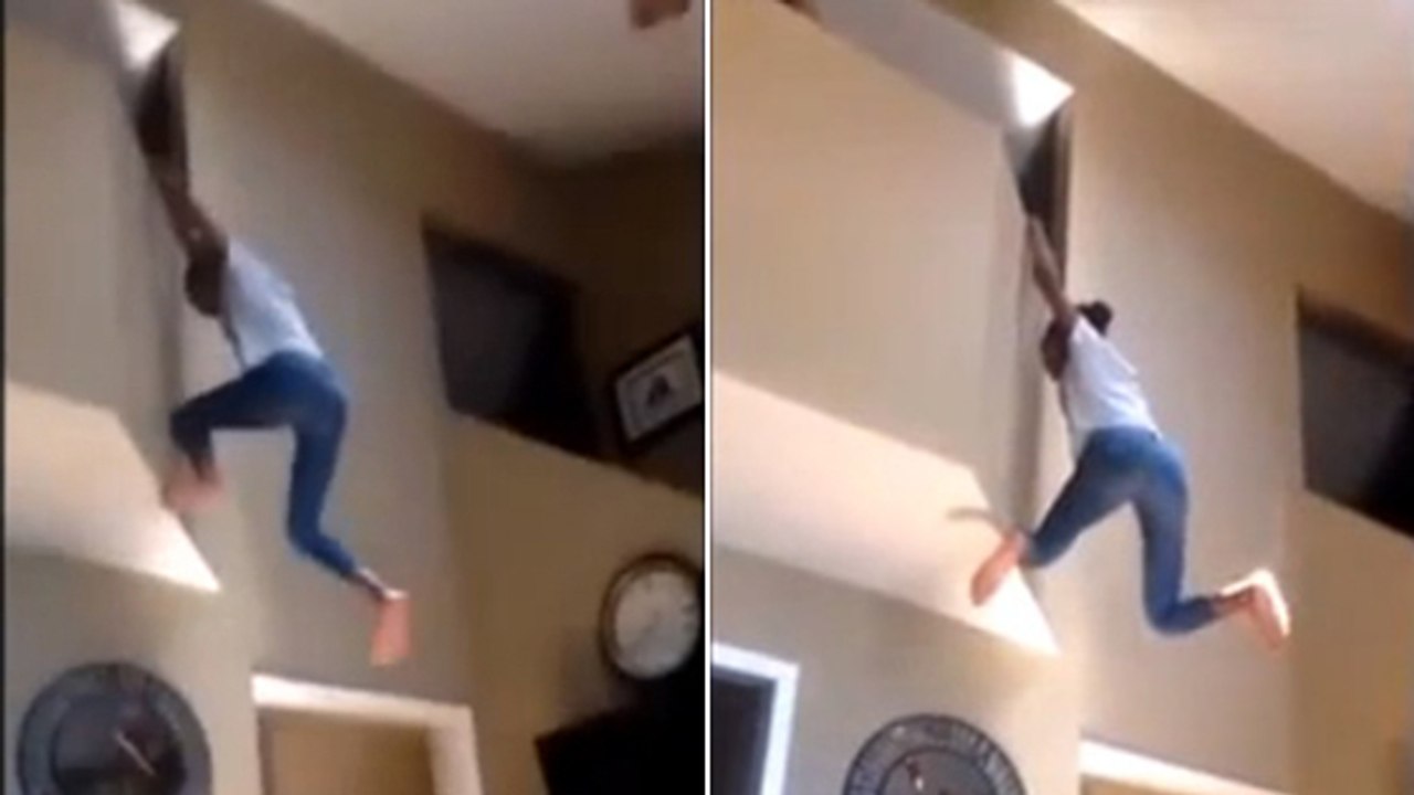 Ivre, elle tente de descendre de sa mezzanine sans passer par les escaliers