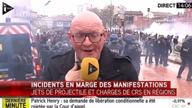 Manifestations contre la loi travail à Toulouse : Un reporter d'iTÉLÉ interrompt son duplex à cause du gaz lacrymogène