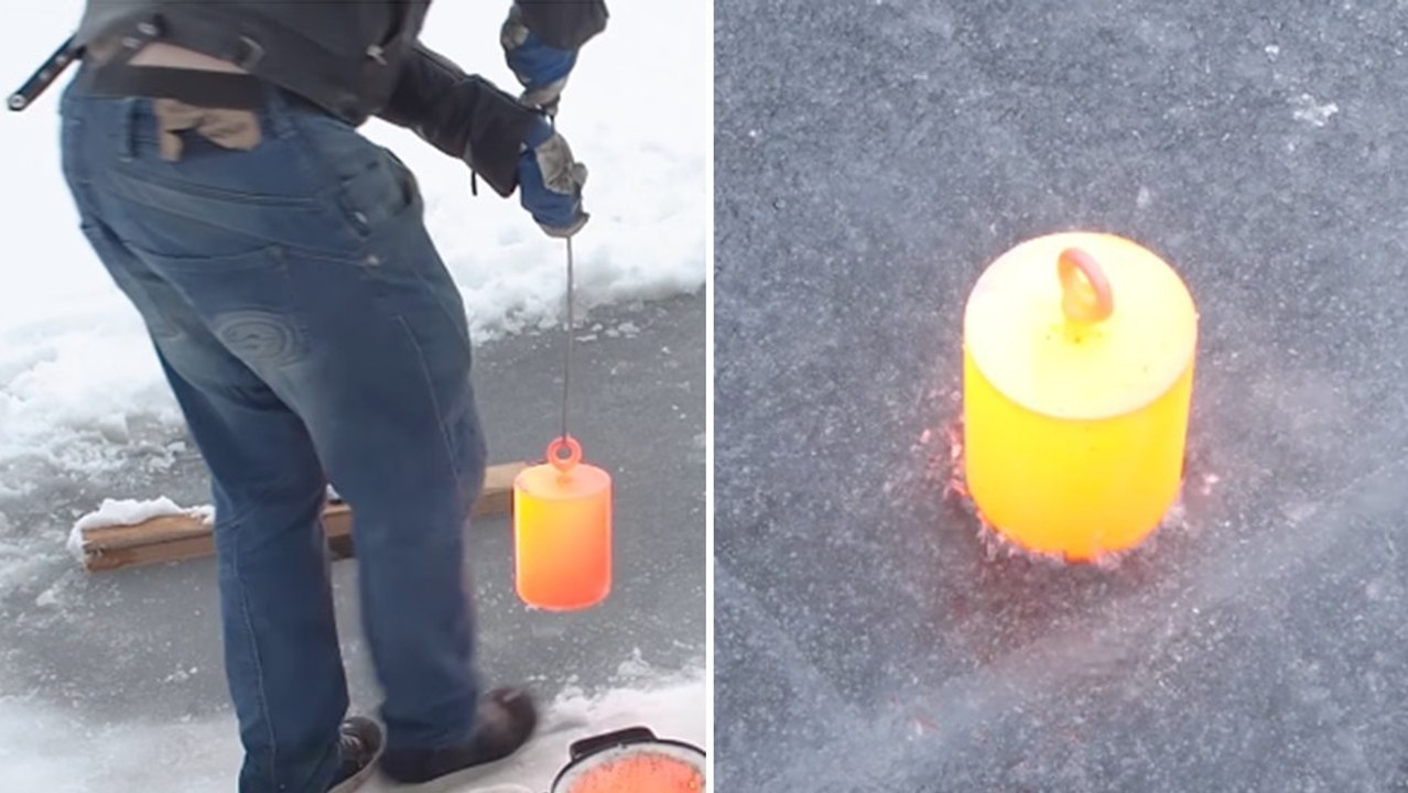 Voilà ce qui arrive quand on met un bloc de métal en fusion sur un lac gelé