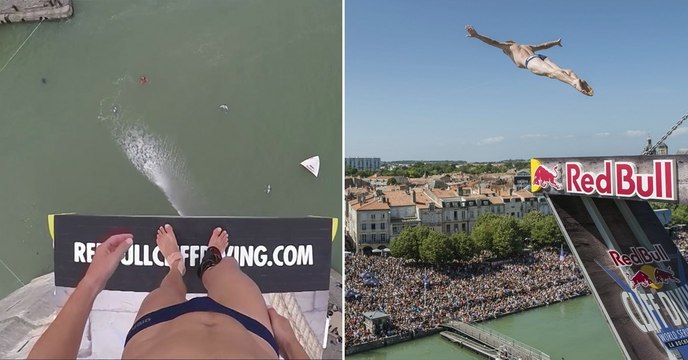 Red Bull Cliff Diving La Rochelle 2016 : ce plongeur de l'extrême saute de 28 mètres de haut avec une caméra embarquée