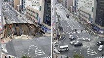 Une avenue dévastée par un trou géant réparée en 7 jours au Japon