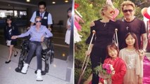 Laeticia Hallyday : voici pourquoi la femme de Johnny est en béquilles ou en fauteuil roulant depuis plusieurs semaines