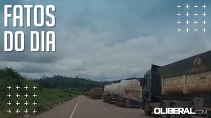 Interdição da BR-163 gera grande fila de caminhões