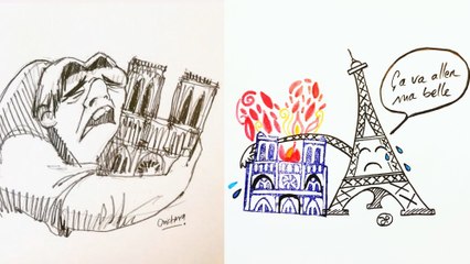 Notre-Dame de Paris : l'émotion se traduit en dessin