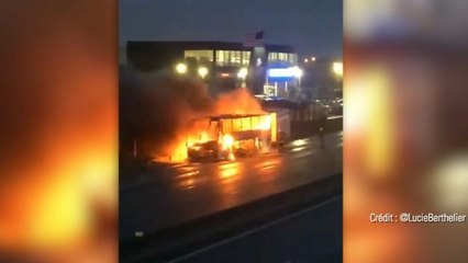 Essonne : des étudiants s'échappent de leur car en flammes sur l'A6 (VIDEO)