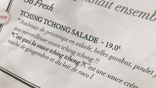 Un restaurant parisien accusé de racisme pour sa salade tching tchong
