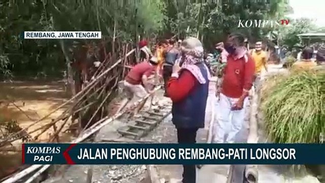 Dipicu Hujan Deras, Jalan Penghubung Rembang-Pati Longsor Sepanjang 30 Meter