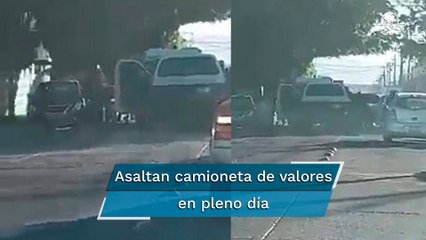 "¡Se están llevando bolsas de dinero!"; captan en video asalto a camioneta de valores