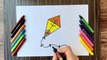 HOW TO DRAW A KITE,EASY DRAWING,STEP BY STEP DRAWING FOR KIDS,EASY ART
