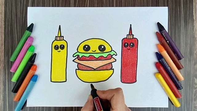 HOW TO DRAW A BURGER,EASY DRAWING,STEP BY STEP DRAWING FOR KIDS,EASY ART