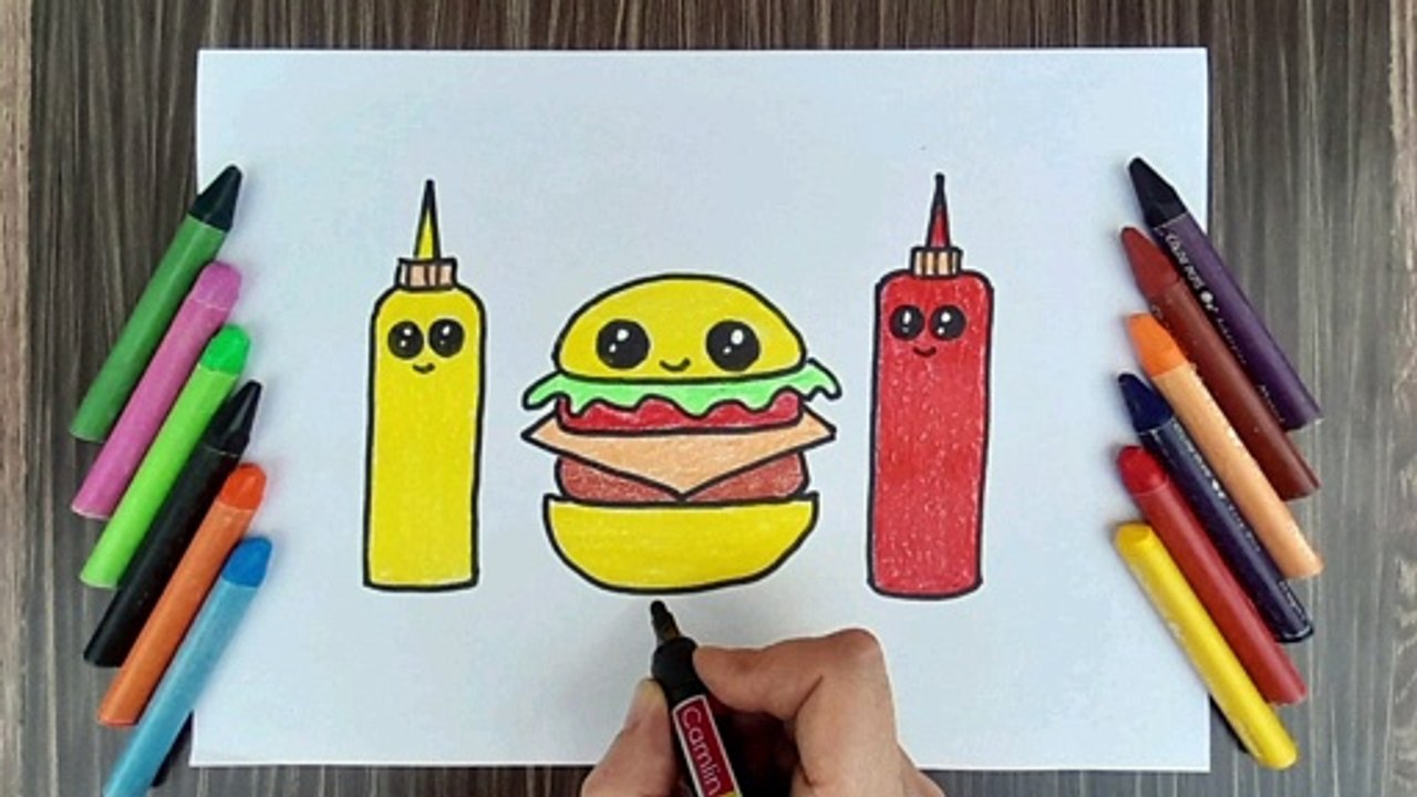 HOW TO DRAW A BURGER,EASY DRAWING,STEP BY STEP DRAWING FOR KIDS,EASY ART