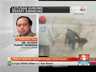 Letusan Gunung Berapi Sinabung: Operasi menyelamat diteruskan