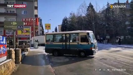Karabük’te yollar buz pistine döndü