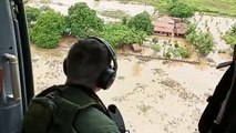 Helicóptero da Ciopaer faz sobrevoo em área atingida pelas chuvas em Várzea Alegre