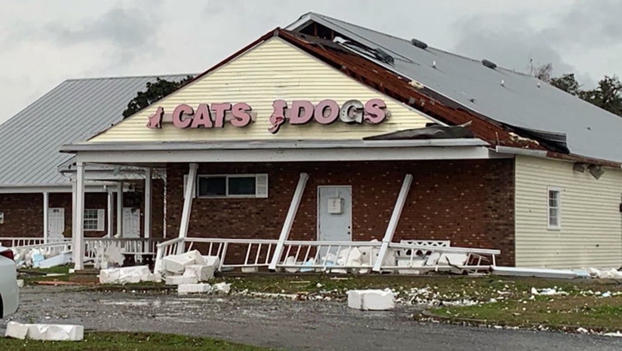 Tornado-warned storms in the South leave damage