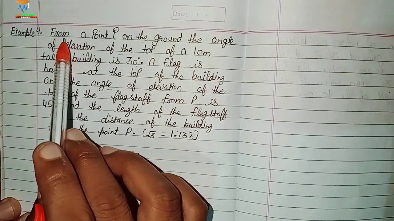 EXAMPLE 4 ||10TH || Application trigonometry|| त्रिकोणमिति के कुछ अनुप्रयोग|| #ncert