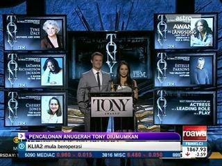 Pencalonan Anugerah Tony diumumkan