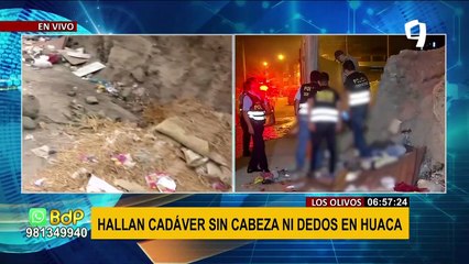 Los Olivos: Hallan cuerpo calcinado y decapitado en huaca “el Naranjal”