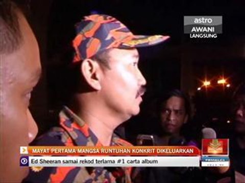 Mayat pertama mangsa runtuhan konkrit dikeluarkan