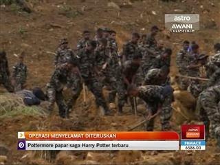 Operasi menyelamat mangsa tanah runtuh diteruskan