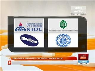 Sekatan 6 insitusi dan individu ditarik balik