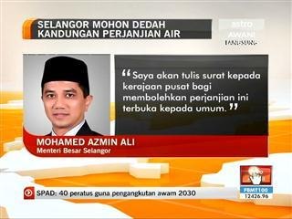 Selangor mohon dedah perjanjian air