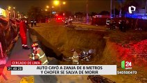 Cercado de Lima: conductor herido tras caer en zanja de 8 metros en la avenida Colonial