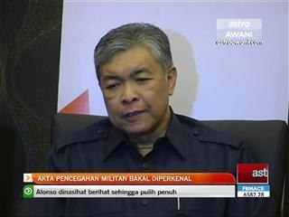 Akta pencegahan militan bakal diperkenal