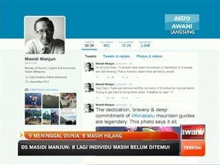 Gempa Sabah: 9 meninggal dunia, 8 masih hilang (6 Jun,1:00 ptg)