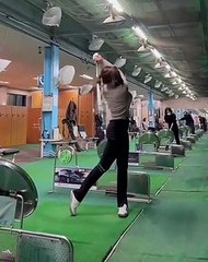 Golf swing shorts beauyfull lady